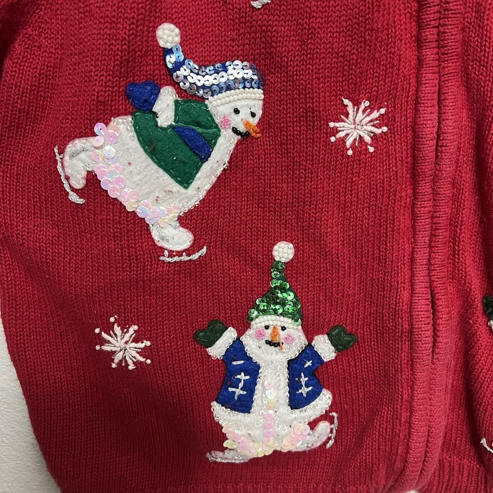 VTG Heirloom Collectibles Women's M Full‎ Zip Snowman Ugly Holiday Sweater - Picture 6 of 9